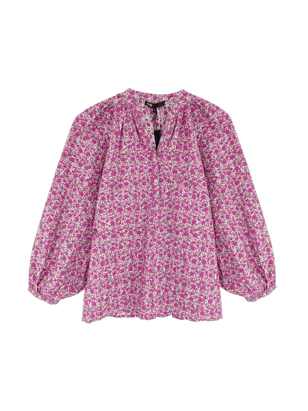 MAJE Floral Print Broderie Anglaise Cotton Blouse 1|S